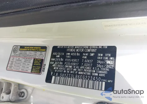 2014 Hyundai Santa Fe Sport 2.4L из США, поврежденный, VIN 5XYZT3LB6EG223450